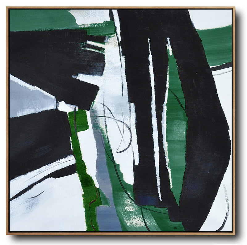 Original Extra Large Wall Art,Oversized Dark Green Contemporary Painting On Canvas,Acrylic Painting Canvas Art,Dark Green,Balck,White.etc